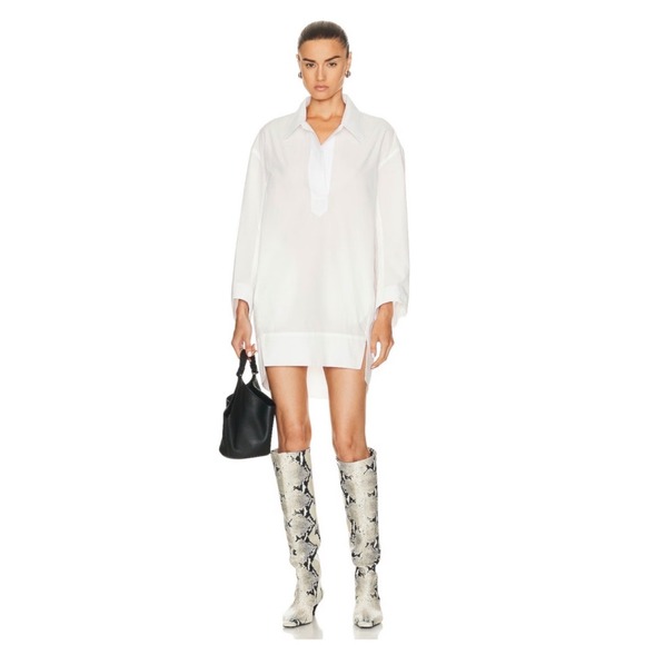 KHAITE Dresses & Skirts - Khaite Kal Dress White Poplin Cotton Mini Shirt Dress 2
